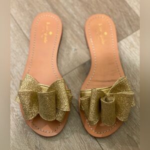 Kate Spade Cicely Bow Sandal, Gold Metallic Nappa, Size 8 M